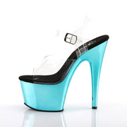 ADORE-708 Clear/Turquoise Chrome Platform Sandal Platform Sandal Pleaser US Size (Women's): 5