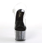 ADORE-708CG Clear/Black Confetti Glitter Platform Sandal Pleaser US Size (Women's): 5