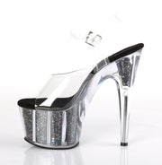 ADORE-708CG Clear/Black Confetti Glitter Platform Sandal Pleaser US Size (Women's): 5