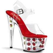 ADORE-708FL Clear/Red FloweRhinestones Platform Sandal Pleaser US Size (Women's): 5