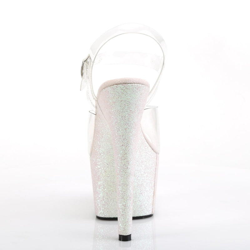 ADORE-708HMG Clear/Opal Multi Glitter Platform Sandal Pleaser US Size (Women's): 5