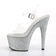 ADORE-708HMG Clear/Silver Multi Glitter Platform Sandal Pleaser US Size (Women's): 5