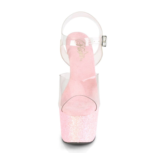 ADORE-708LG Clear/Baby Pink Glitter Platform Sandal Pleaser US Size (Women's): 5