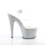 ADORE-708LG Clear/Silver Multi Glitter Platform Sandal Pleaser US Size (Women's): 5