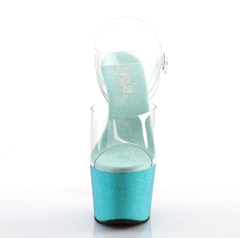 ADORE-708OMBRE Clear/Aqua-Blue Ombre Platform Sandal Pleaser US Size (Women's): 5