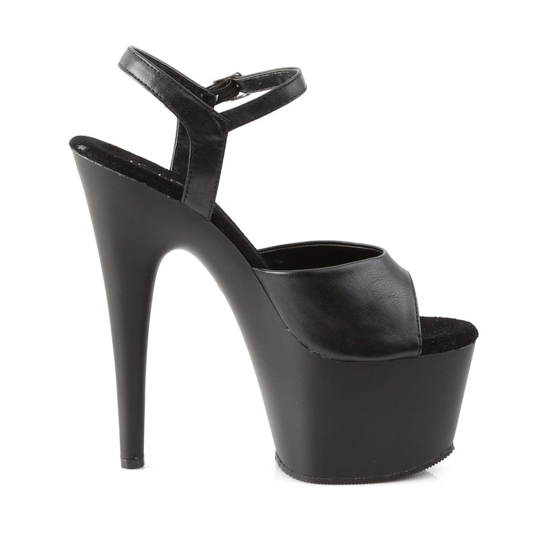 ADORE-709 Black Faux Leather/Black Matte Platform Sandal Pleaser US Size (Women's): 5