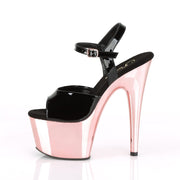 ADORE-709 Black Patent/Rose Gold Chrome Platform Sandal Pleaser US Size (Women's): 5