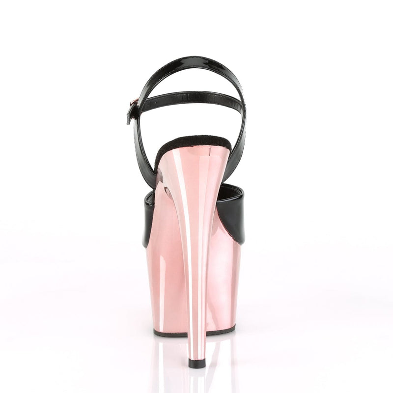 ADORE-709 Black Patent/Rose Gold Chrome Platform Sandal Pleaser US Size (Women's): 5