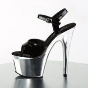 ADORE-709 Black Patent/Silver Chrome Platform Sandal Pleaser US Size (Women's): 5
