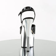 ADORE-709 Black Patent/Silver Chrome Platform Sandal Pleaser US Size (Women's): 5