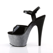 ADORE-709OMBRE Black Patent/Silver-Black Ombre Platform Sandal Pleaser US Size (Women's): 5