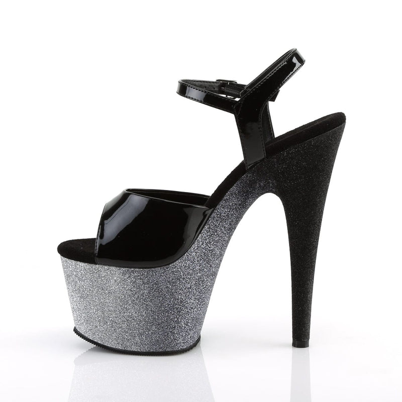 ADORE-709OMBRE Black Patent/Silver-Black Ombre Platform Sandal Pleaser US Size (Women's): 5