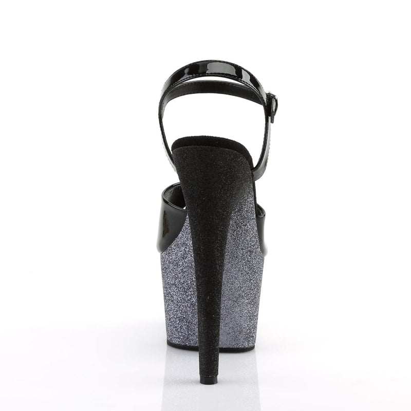 ADORE-709OMBRE Black Patent/Silver-Black Ombre Platform Sandal Pleaser US Size (Women's): 5