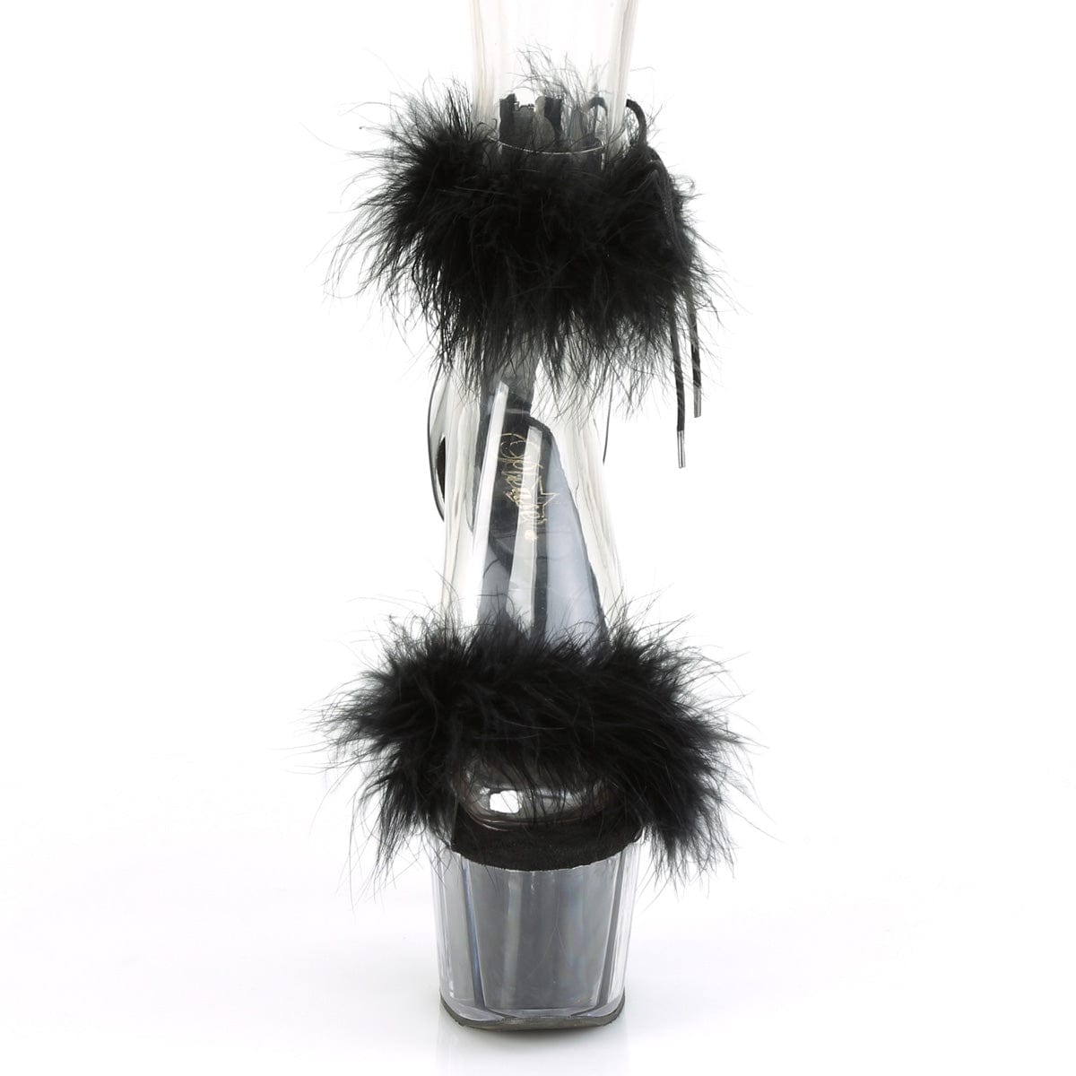 ADORE-724F Clear-Black Fur/Black Fur Platform Sandal Pleaser US Size (Women's): 5
