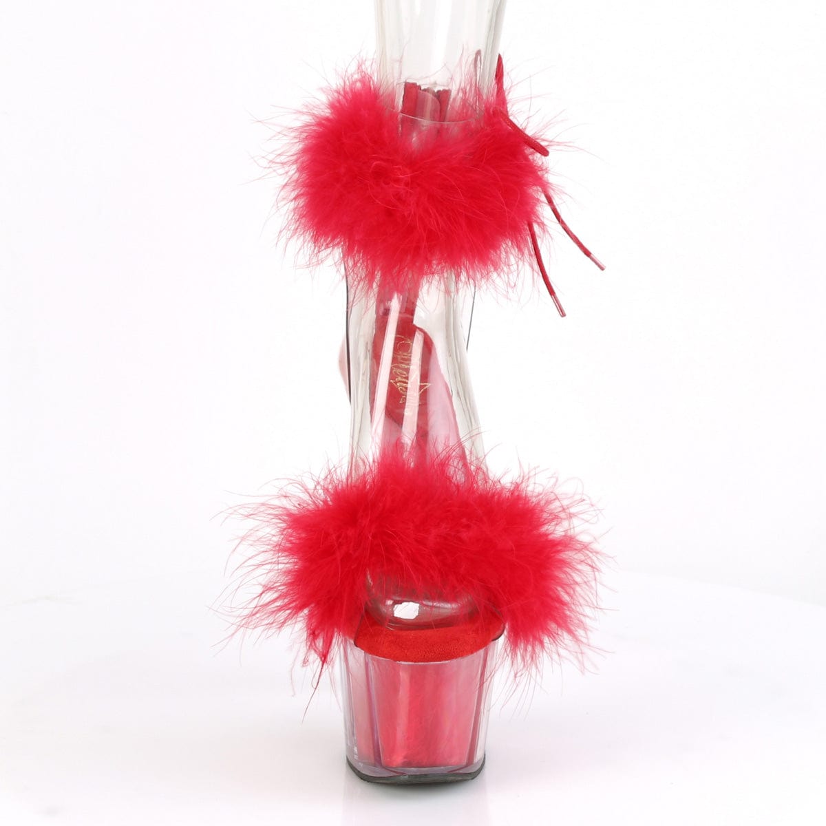 ADORE-724F Clear-Red Fur/Red Fur Platform Sandal Pleaser US Size (Women's): 5