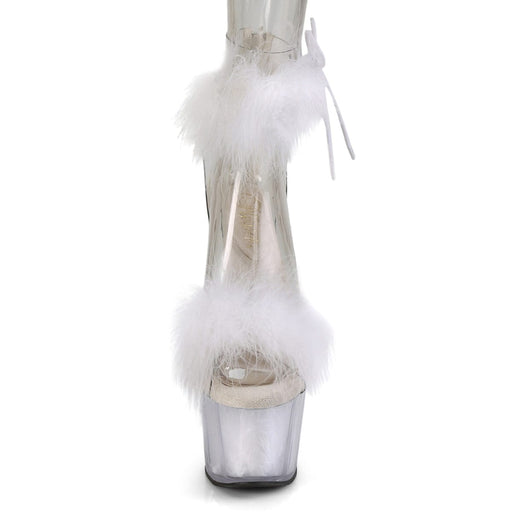 ADORE-724F Clear-White Fur/White Fur Platform Sandal Pleaser US Size (Women's): 5