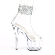 ADORE-724RS-02 Clear-Silver Rhinestones/Clear Platform Sandal Pleaser US Size (Women's): 5