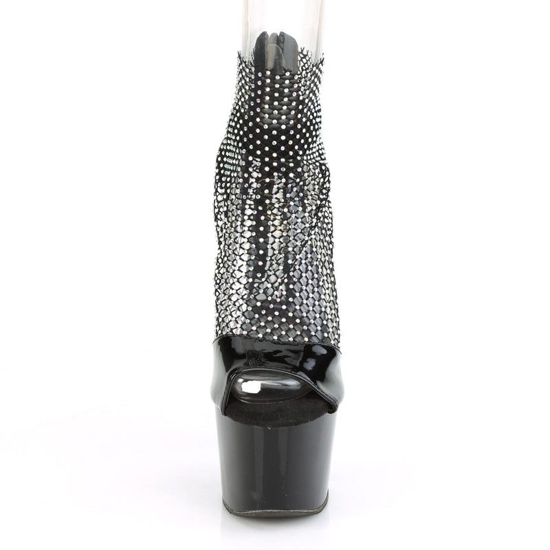 ADORE-765RM Black Patent -Rhinestones Mesh/Black Platform Sandal Pleaser US Size (Women's): 5