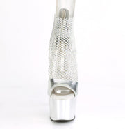 ADORE-765RM Silver Metallic Pu-Rhinestones Mesh/Silver Chrome Platform Sandal Pleaser US Size (Women's): 5