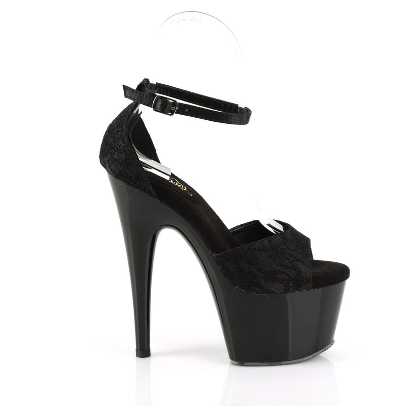 ADORE-768 Black Satin-Black Lace/Black Platform Sandal Pleaser US Size (Women's): 5