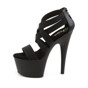 ADORE-769 Black Elastic Band-Faux Leather/Black Matte Platform Sandal Pleaser US Size (Women's): 5