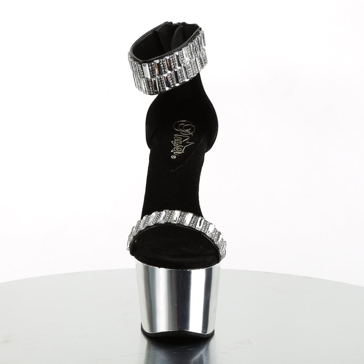 ADORE-769RS Black/Silver Chrome Platform Sandal Pleaser US Size (Women's): 5