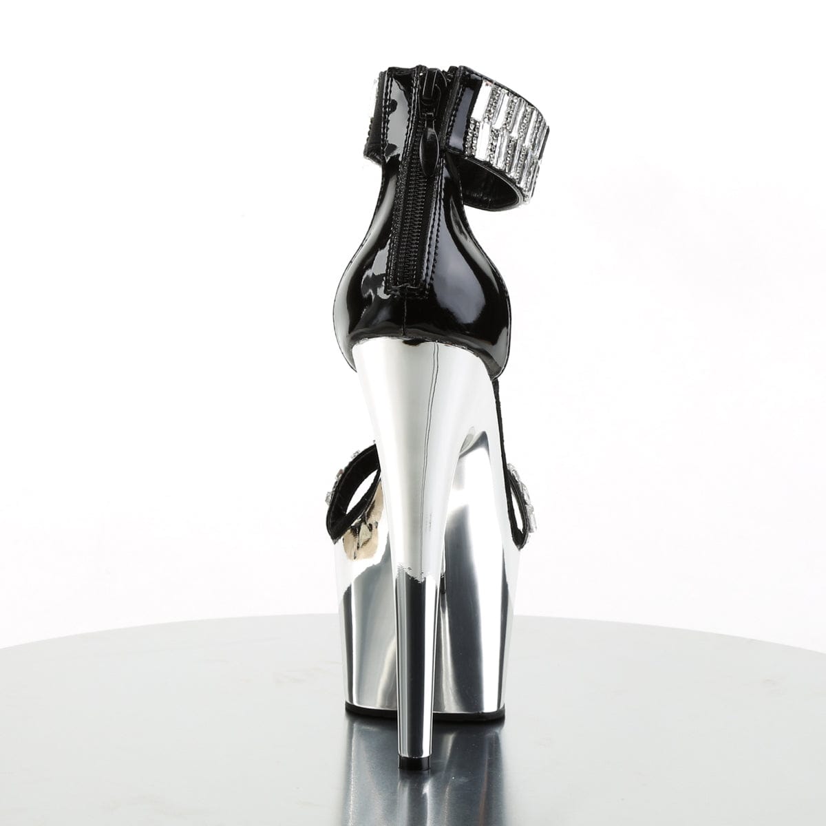 ADORE-769RS Black/Silver Chrome Platform Sandal Pleaser US Size (Women's): 5