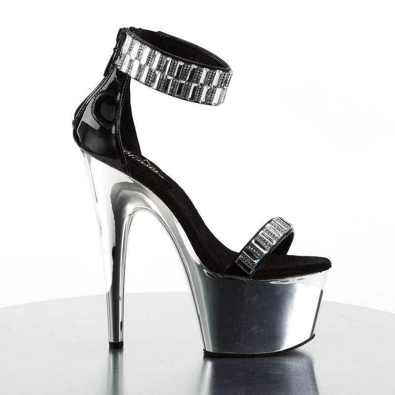 ADORE-769RS Black/Silver Chrome Platform Sandal Pleaser US Size (Women's): 5
