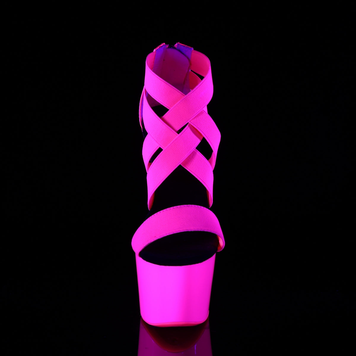 ADORE-769UV Neon Hot Pink Elastic Band-Patent/Neon Hot Pink Platform Sandal Pleaser