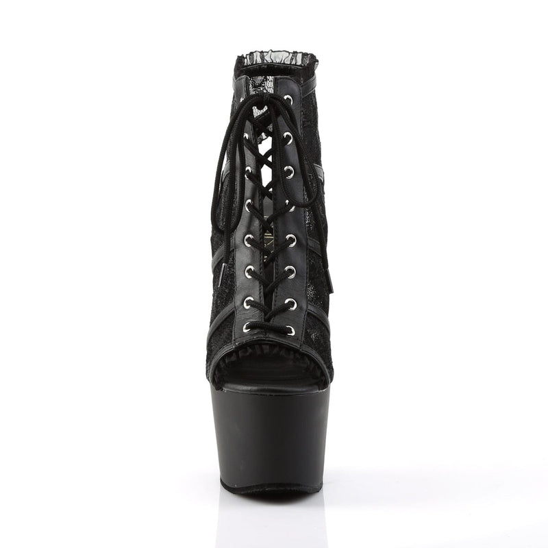 ADORE-796LC Black Mesh Lace/Black Matte Boot Pleaser US Size (Women's): 5