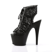 ADORE-796LC Black Mesh Lace/Black Matte Boot Pleaser US Size (Women's): 5