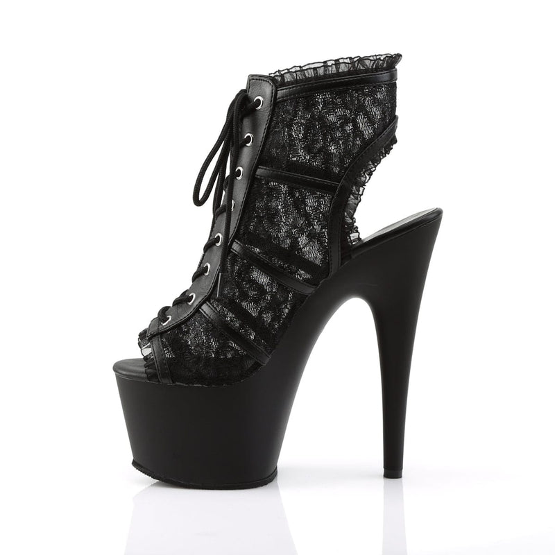 ADORE-796LC Black Mesh Lace/Black Matte Boot Pleaser US Size (Women's): 5