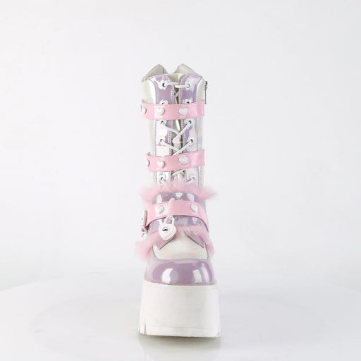 ASHES-120 Baby Pink-Lavender Hologram graphic Patent Mid-Calf Boot Demonia US Size (Women's): 6