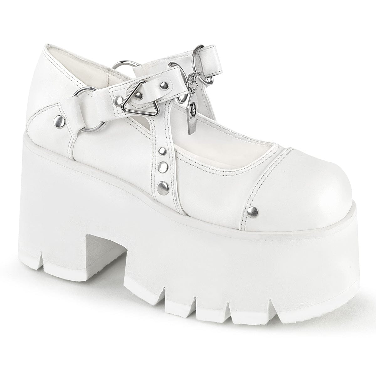 ASHES-33 White Vegan Leather Mary Janes Demonia