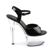 ASPIRE-609 Black Patent/Clear Platform Sandal Pleaser US Size (Women's): 5