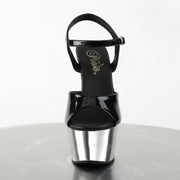 ASPIRE-609 Black Patent/Silver Chrome Platform Sandal Pleaser US Size (Women's): 5