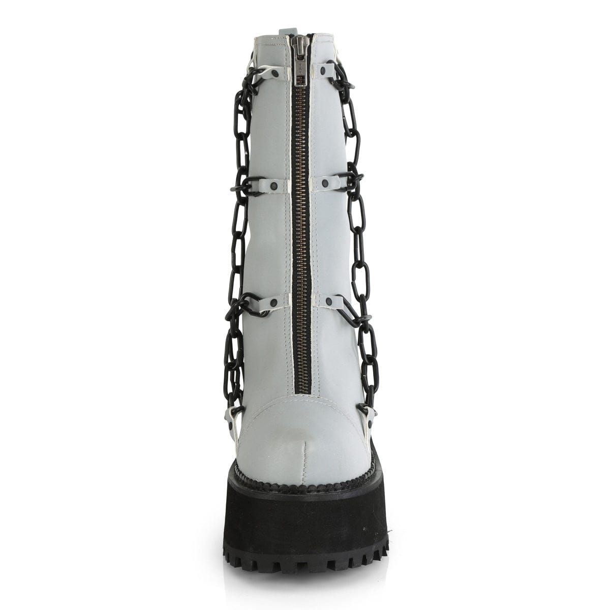 ASSAULT-66 Grey Reflective Vegan Leather Ankle Boot Demonia US Size (Women's): 6