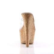 BEAU-601 Clear-Tan/Cork Platform Sandal Pleaser US Size (Women's): 5