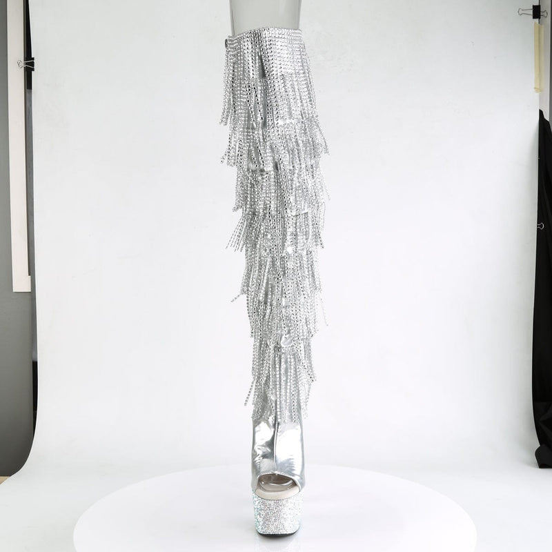 BEJEWELED-3019RSF-7 Silver Metallic Pu-Silver/Silver Multi Rhinestones Boot Pleaser US Size (Women's): 5