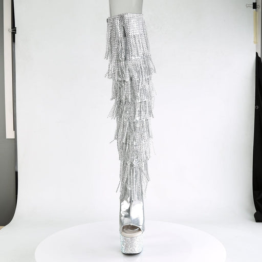 BEJEWELED-3019RSF-7 Silver Metallic Pu-Silver/Silver Multi Rhinestones Boot Pleaser US Size (Women's): 5