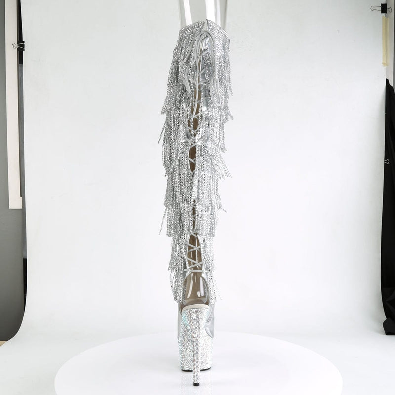 BEJEWELED-3019RSF-7 Silver Metallic Pu-Silver/Silver Multi Rhinestones Boot Pleaser US Size (Women's): 5