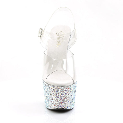 BEJEWELED-708MS Clear/Silver Multi Rhinestones Platform Sandal Pleaser US Size (Women's): 5