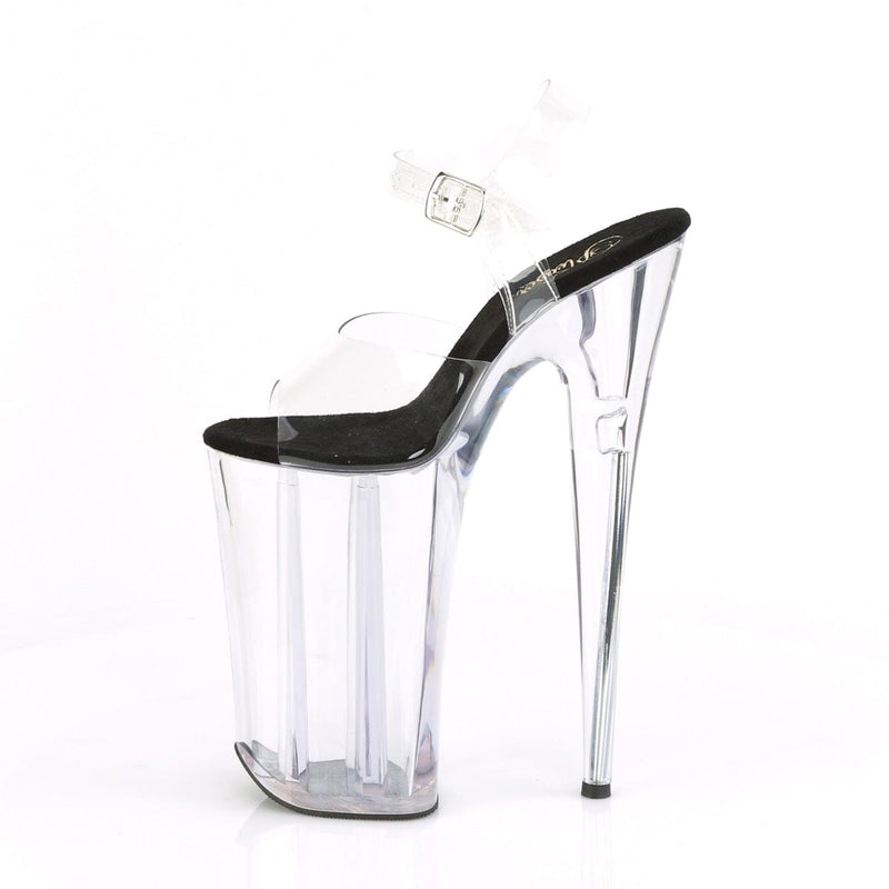BEYOND-008 Clear-Black/Clear Platform Sandal Pleaser US Size (Women's): 5