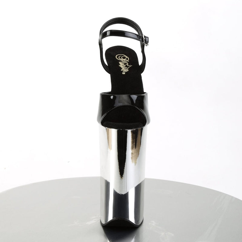 BEYOND-009 Black/Silver Chrome Platform Sandal Pleaser US Size (Women's): 5