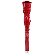 BEYOND-3028 Red Stretch Patent/Red Boot Pleaser US Size (Women's): 5