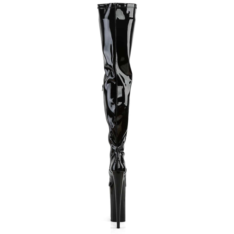 BEYOND-4000 Black Stretch Patent/Black Boot Pleaser US Size (Women's): 5
