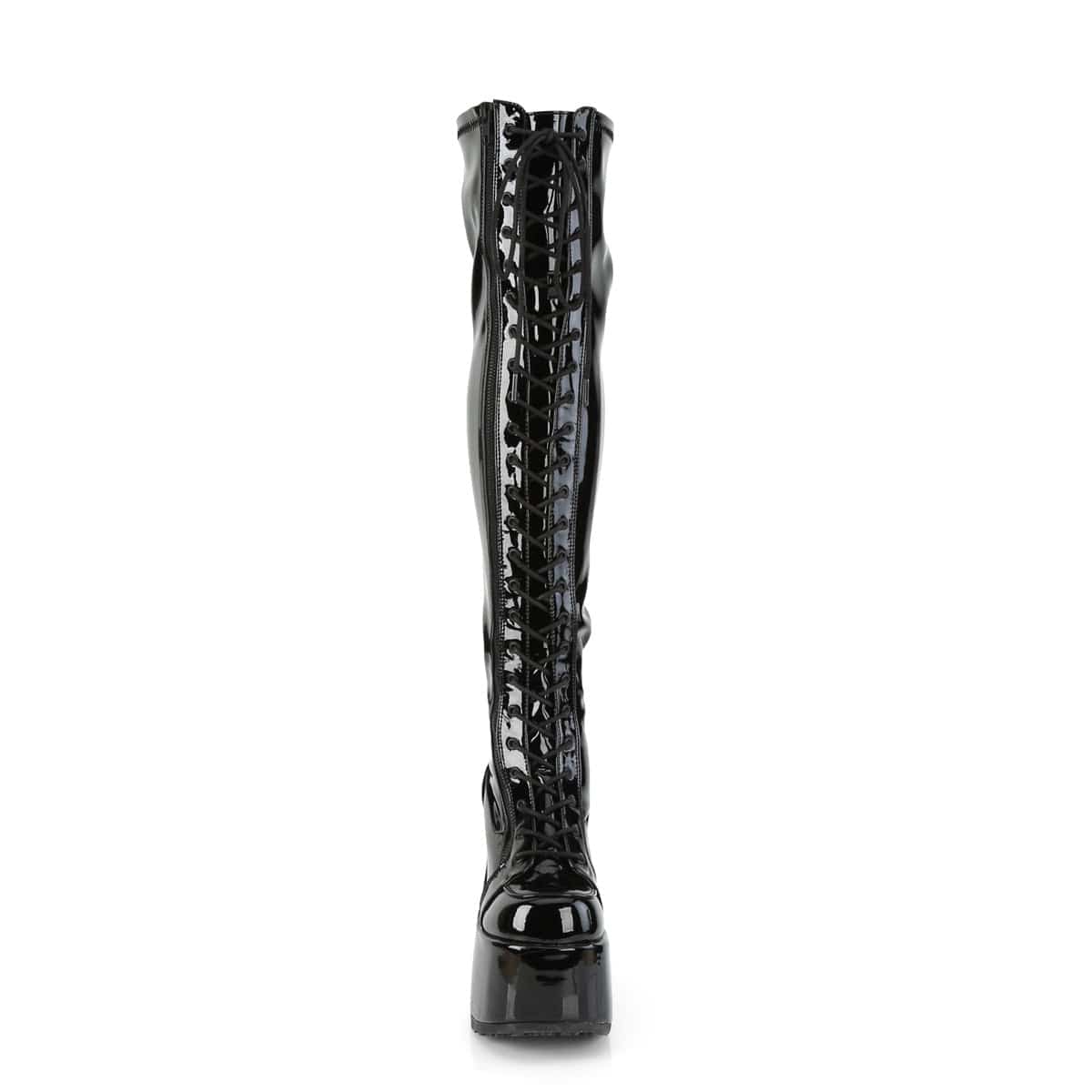 CAMEL-300 Black Stretch Patent Thigh Boot Demonia US Size (Women's): 6