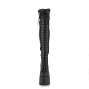 CAMEL-300 Black Stretch Vegan Leather Thigh Boot Demonia US Size (Women's): 6