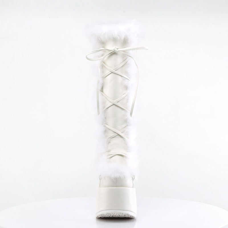 CAMEL-311 White Vegan Leather Knee Boot Demonia US Size (Women's): 6