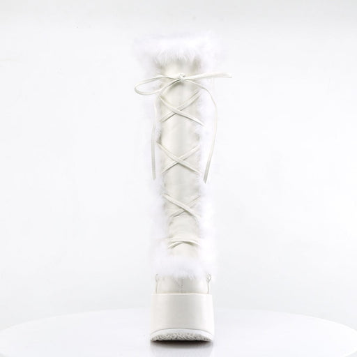 CAMEL-311 White Vegan Leather Knee Boot Demonia US Size (Women's): 6